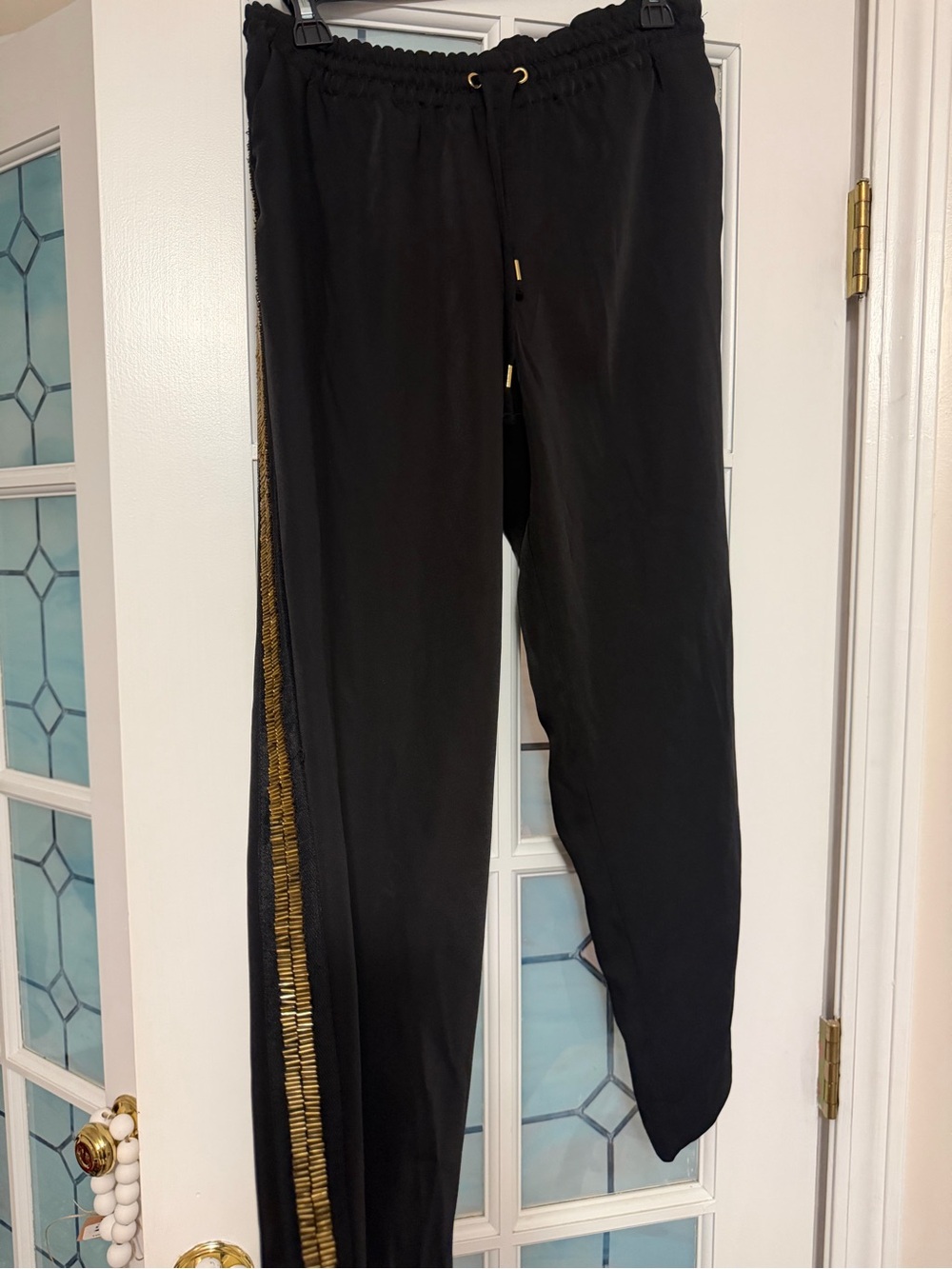 Express Black Elastic Waist Pants with Logo Tag
